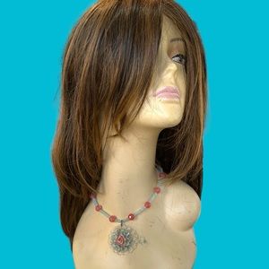 PEACH LIGHT GREEN‎ VINTAGE FLORAL NECKLACE